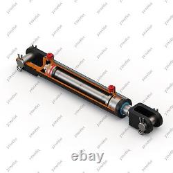 2.5 Bore, 24 Stroke, Hydraulic Welded Cylinder Clevis, Ports are 90° withPins