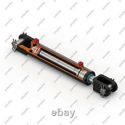 2.5 Bore, 34 Stroke, Hydraulic Welded Cylinder Clevis, Ports are 90° withPins