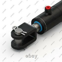 2 Bore, 18 Stroke, Hydraulic Welded Cylinder Clevis, Ports are 180° withPins