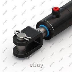 2 Bore, 20 Stroke, Hydraulic Welded Cylinder Clevis, Ports are 180° withPins
