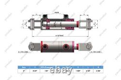 2 Bore, 28 Stroke, Hydraulic Welded Cylinder Clevis, Ports are 180° withPins
