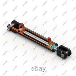 2 Bore, 8 Stroke, Hydraulic Welded Cylinder Clevis, Ports are 90° withPins