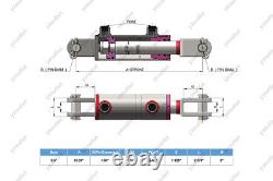 3.5 Bore, 18 Stroke, Hydraulic Welded Cylinder Clevis, Ports are 90° withPins
