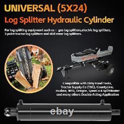 5 Bore x 24 Stroke x 2 Rod Universal Hydraulic Log Splitter Cylinder 3500PSI