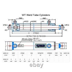 CWA Hydraulics WT Weld Cross Tube Hydraulic Cylinder 1 1/2 Bore x 12 Stroke