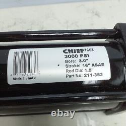 Chief Hydraulic Cylinder 3 Bore Dia 16 Stroke Length 1 1/2 Rod 301615TCU3