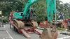 Excavator Kobelco Sk200 Loading On Trailer Experienced Operator