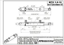 Hydraulic Cylinder Welded Double Acting 1.5 Bore 16 Stroke Tang 1.5x16 WTG NEW