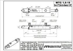 Hydraulic Cylinder Welded Double Acting 1.5 Bore 18 Stroke Tang 1.5x18 WTG NEW