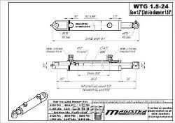 Hydraulic Cylinder Welded Double Acting 1.5 Bore 24 Stroke Tang 1.5x24 WTG NEW