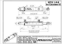 Hydraulic Cylinder Welded Double Acting 1.5 Bore 8 Stroke Tang 1.5x8 WTG style
