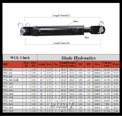 Hydraulic Cylinder Welded Double Acting 3 Bore 36 Stroke Clevis End 3x36 NEW
