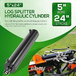 Hydraulic Log Splitter Cylinder Double Acting 5 Bore x 24 Stroke 2 Rod 3500PSI