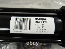 Maxim 218-335 Hydraulic Cylinder 2500 Psi Max 3 Bore 8 Stroke 1-1/4 Dia Nnb