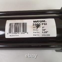 Maxim 218-339 Hydraulic Cylinder 16 Stroke 3 Bore 1-1/4 Rod COSMETIC DAMAGE