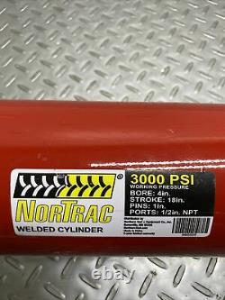 NorTrac Heavy-Duty Welded Hydraulic Cylinder 3000PSI 4 Bore 18 Stroke P-9