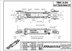 TRC 2x20 Tie Rod Hydraulic Cylinder 2 inch Bore 20 inch Stroke 2500 PSI 2x20 NEW