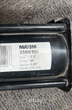 Vérin hydraulique à tige Maxim Tie-Rod 218-356 3-1/2 pouces de diamètre, 20 pouces de course